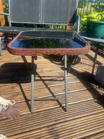 Photo of free glass topped patio side table (Hollins BL9) #2