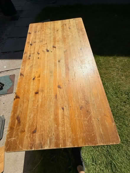 Photo of free Old wooden table + a chair (Holmes Chapel) #3