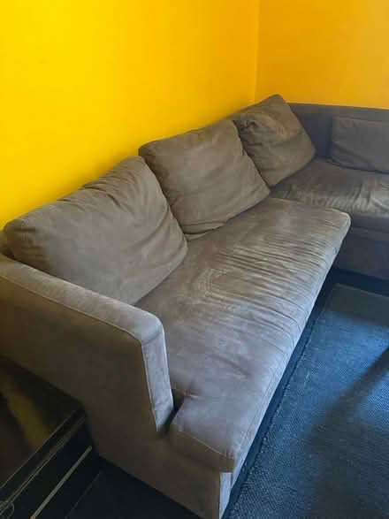 Photo of free Brown velvet corner sofa - with bed and storage (Brixton Hill SW2) #2