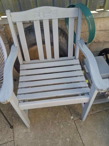 Photo of free 2 wooden garden chairs (Keighley) #1
