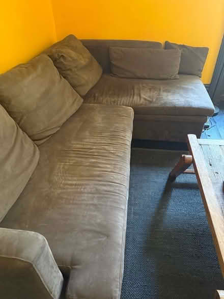 Photo of free Brown velvet corner sofa - with bed and storage (Brixton Hill SW2) #4