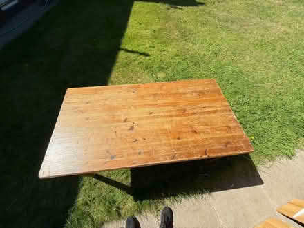 Photo of free Old wooden table + a chair (Holmes Chapel) #2
