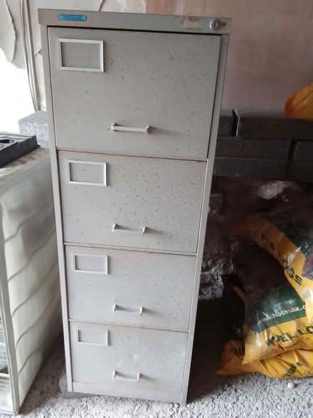 Photo of free Metal filing cabinet 4 drawers working but grotty (Bailbrook) #1