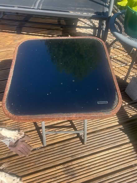 Photo of free glass topped patio side table (Hollins BL9) #3