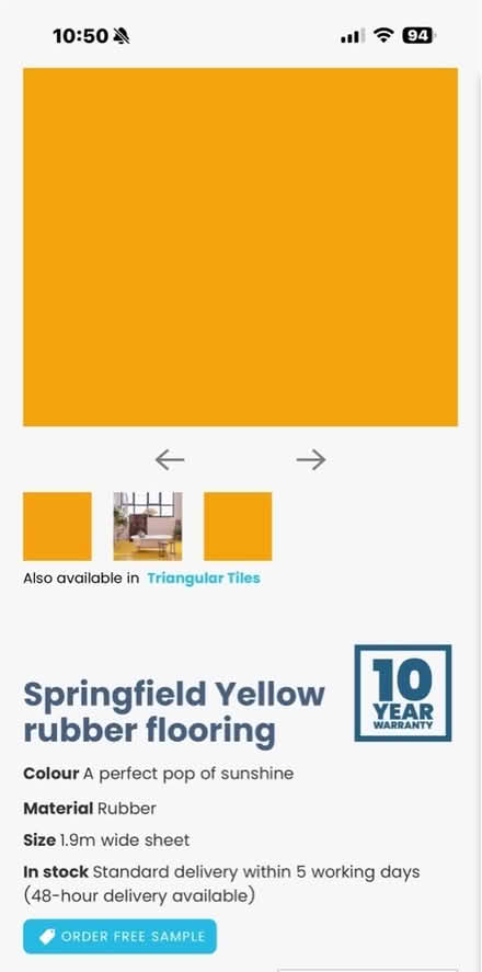 Photo of free Yellow rubber flooring - 1.9m x 2.5m (Brixton Hill SW2) #2