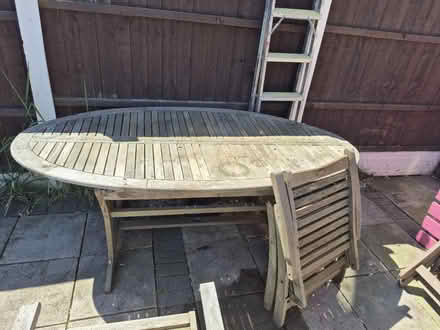 Photo of free Wooden garden table and 6 chairs (M41) #1
