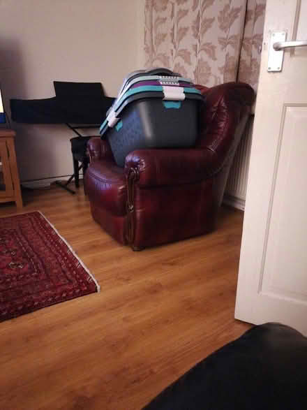 Photo of free red leather sofa (RG31) #1