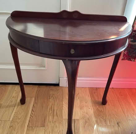 Photo of free Half moon table with drawer. (Flesher's Haugh G40) #1
