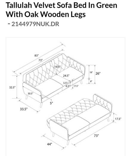 Photo of free Green Velvet Sofa Bed (Near Mooseheart 60510) #4