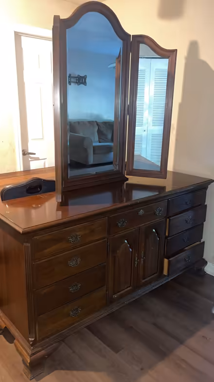 Photo of free Dark brown dresser with mirror (East Hillsborough) #1