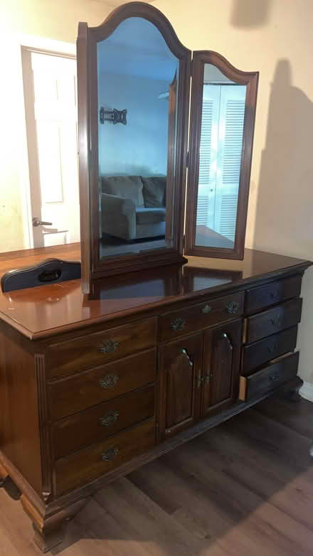 Photo of free Dark brown dresser with mirror (East Hillsborough) #1