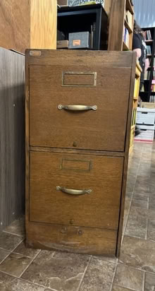 Photo of free Antique oak two-drawer file cabinet (Ballard) #1