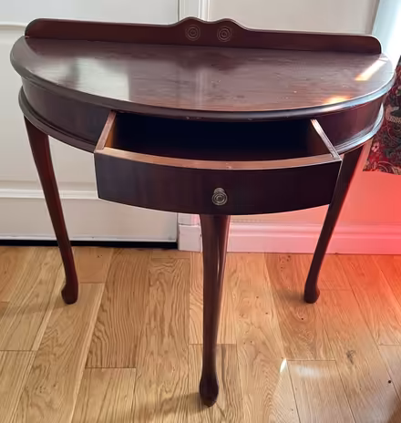 Photo of free Half moon table with drawer. (Flesher's Haugh G40) #2