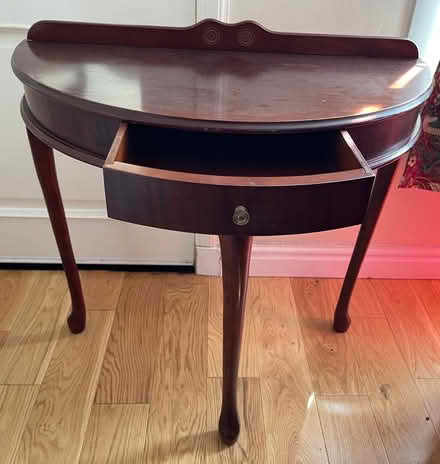 Photo of free Half moon table with drawer. (Flesher's Haugh G40) #2