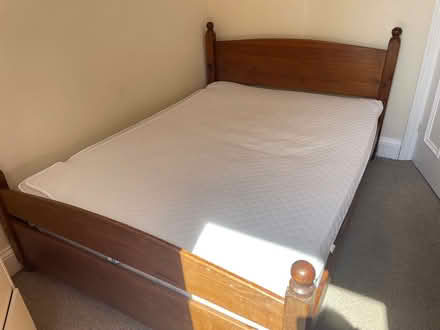 Photo of free Double bed wood base with mattress (Newcastle upon Tyne Jesmond) #1