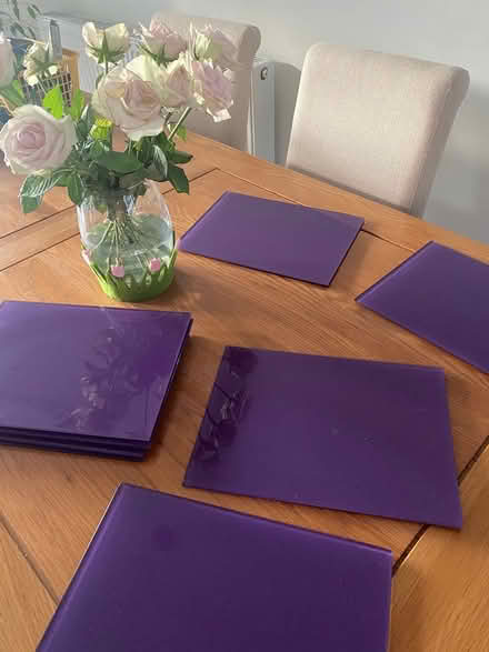 Photo of free Purple glass table mats x 8 (Galleywood CM2) #1