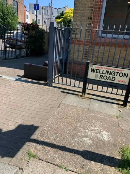 Photo of free Chocolate brown leather sofa (NW10) #3