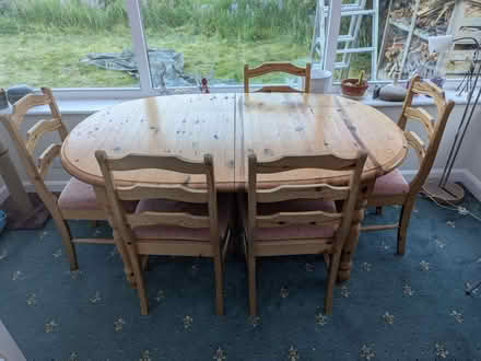Photo of free Extending 4/6 seat Pine table with 6 chairs (Halton LA2) #1