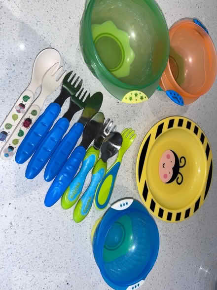 Photo of free Toddler/baby bowls, plate, cutlery (East Grinstead RH19) #1