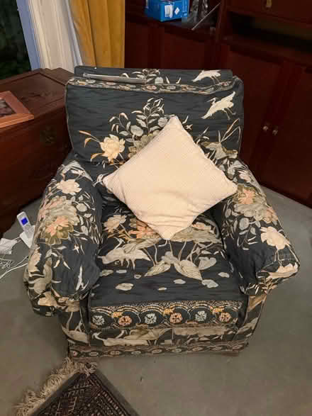 Photo of free 3 person a sofa and 3 chairs all recently re-covered. (Warden Hill GL51) #2