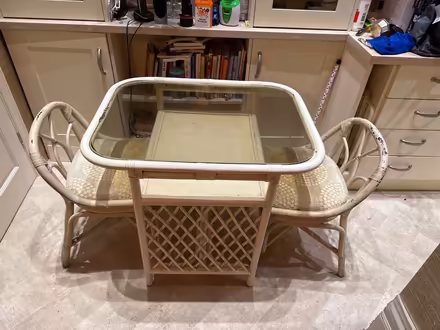 Photo of free Small bamboo dining table and 2 chairs. (Warden Hill GL51) #1