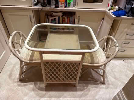 Photo of free Small bamboo dining table and 2 chairs. (Warden Hill GL51) #1