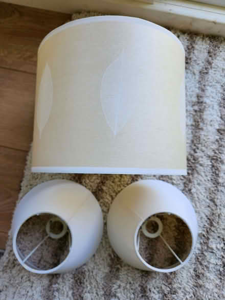 Photo of free 2 large, 4 small black and cream lightshades (Radbrook Green SY3) #1