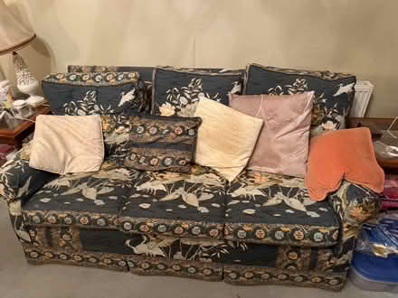 Photo of free 3 person a sofa and 3 chairs all recently re-covered. (Warden Hill GL51) #3