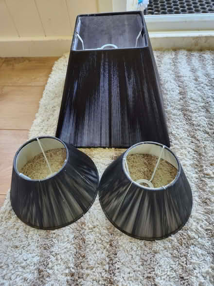 Photo of free 2 large, 4 small black and cream lightshades (Radbrook Green SY3) #2