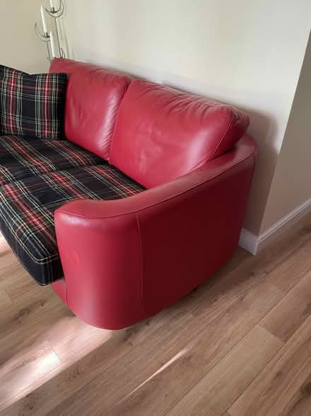 Photo of free Italian red leather 2 seat settee (Glasgow G12) #2
