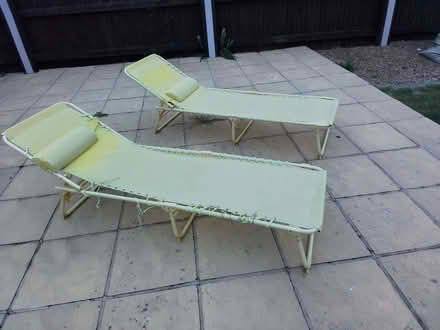 Photo of free 2 metal framed folding sun loungers (Epworth DN9) #1