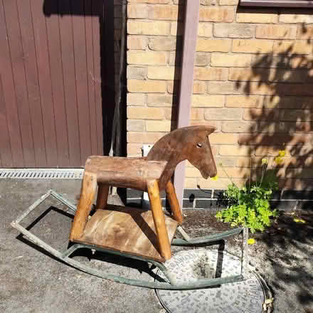 Photo of free old rocking horse on welded iron rocker (Whitton LD7) #1