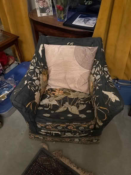 Photo of free 3 person a sofa and 3 chairs all recently re-covered. (Warden Hill GL51) #4