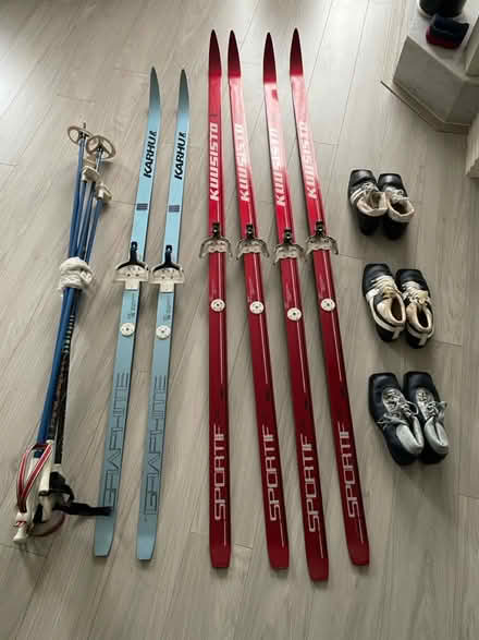 Photo of free 3 Sets of Vintage Skis and Shoes (Eau Claire) #1