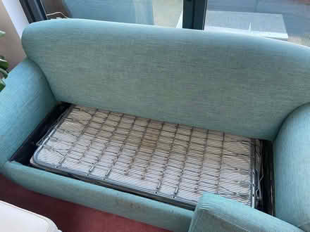 Photo of free Blue second hand sofa bed (Morden SM4) #2