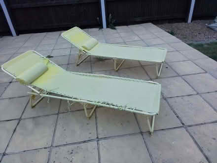 Photo of free 2 metal framed folding sun loungers (Epworth DN9) #1