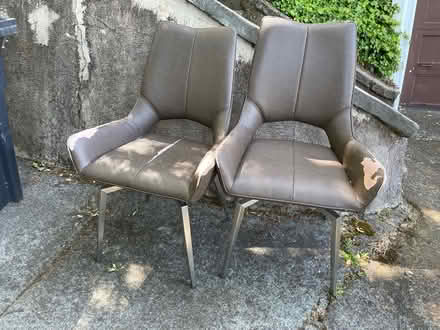 Photo of free 2 worn out faux leather chairs TLC (104 Martens Blvd, San Rafael) #1