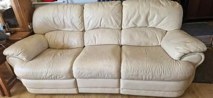Photo of free Leather 3 seater reclining sofa (Kirkcambeck CA8) #1