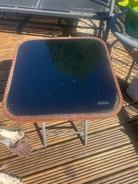 Photo of free glass topped patio side table (Hollins BL9) #3