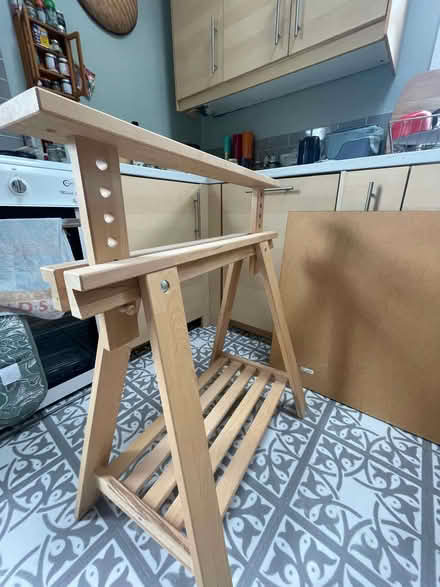 Photo of free Table/desk top & adjustable Trestle legs (Emlyn Gardens W4) #2
