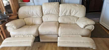 Photo of free Leather 3 seater reclining sofa (Kirkcambeck CA8) #2