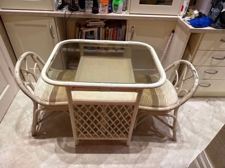 Photo of free Small bamboo dining table and 2 chairs. (Warden Hill GL51) #1