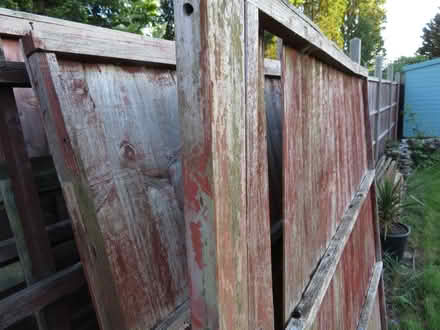 Photo of free two fence panels 6 ft x 6 ft wooden slatted (Addiscombe CR0) #3