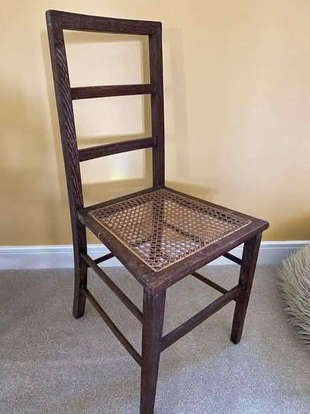 Photo of free Edwardian (?) Oak Framed Split Cane Bedroom Chair (Hassocks BN6) #1