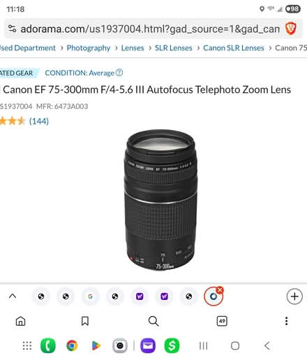 Photo of Canon 75 300 mm lens (Drexel Hill, PA) #1