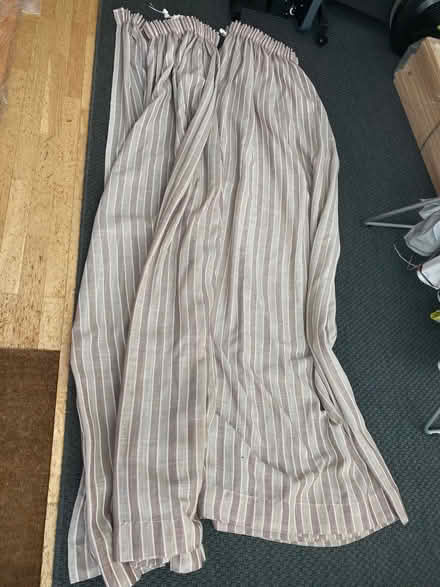 Photo of free pencil pleated curtains, striped rose and cream. (Morningside EH10) #1