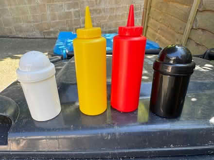 Photo of free Plastic salt pepper & sauce bottles (Branksome Dorset BH12) #1