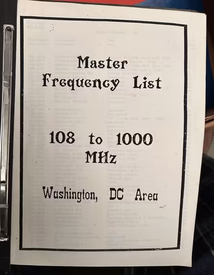 Photo of free Master radio frequency list (Elkridge rte103 & rte100) #1