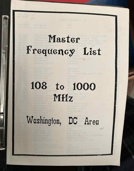 Photo of free Master radio frequency list (Elkridge rte103 & rte100) #1