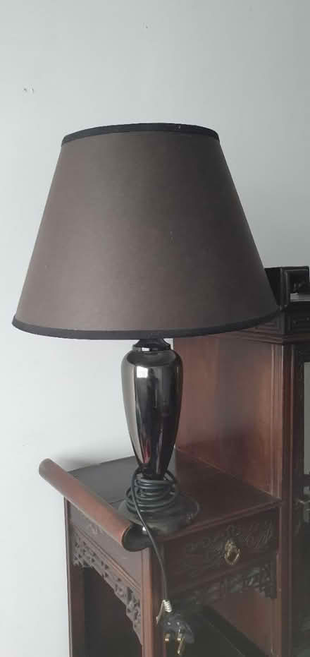 Photo of free Black china lamp and shade (Litchard, Bridgend cf31 1pq) #1